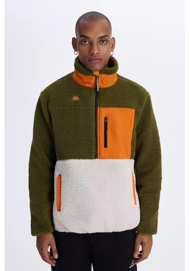 Kappa Hanoran Navy-ecru-orange Man Sherpa Jacket 371t3qw-x9f Kahve Kahverengi