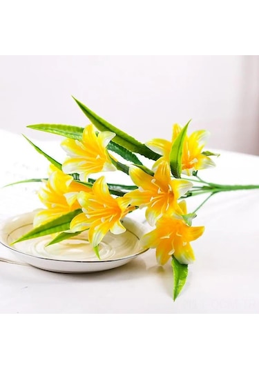 Qingmipy 7 Başlı Plastik Lale Buketi - Su Bitkisi Takma Çiçek - Mor