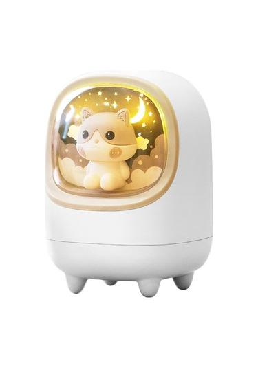 Agoodshop M23 Ev Nemlendirici, Sevimli Pet Uzay Kapsülü, Usb Hava Arıtma, Gece Lambası, 1200mah Büyük Pil