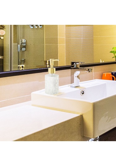 Xurunkeji Çok Amaçlı Mesa Sabunluk Kolay Temizlenebilir Cam Sabun Pompası Dağıtıcı Mutfak Ve Banyo İçin Mükemmel Altın Altın