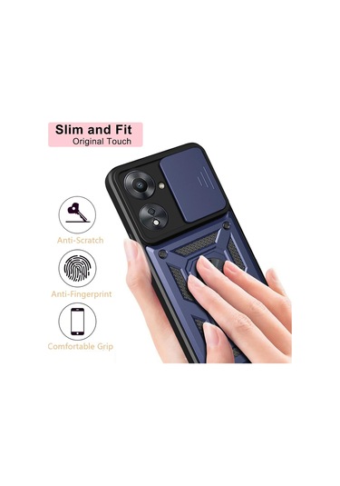 Xiaomi Redmi 13c Kılıf Kamera Koruma Sürgülü Antishock Magnetic Yüzüklü Standlı Kapak