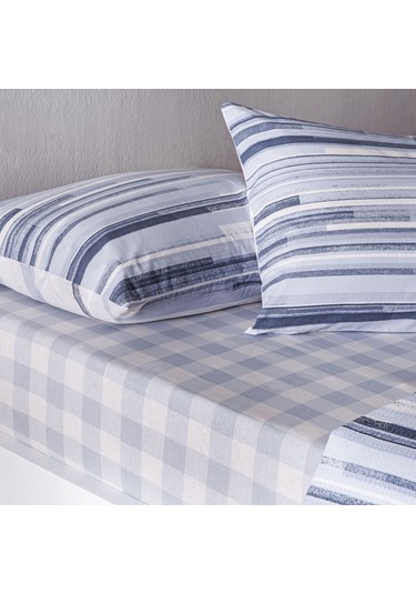 Taç Baskılı Grid Çift Kişilik Pike Takımı Mavi 000000001000049790 Mavi