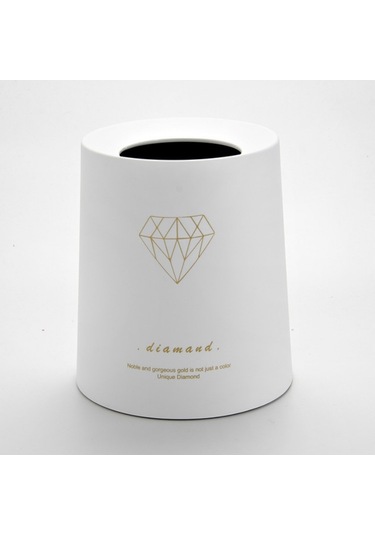 Sones 8l Oturma Odası Yatak Odası Ofis Yuvarlak Çift Katmanlı Açık Çöp Kutusu Altın Elmas Diğer