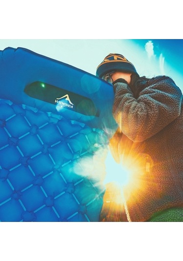 Wondernest Yürüyüş Yatak Yastık Wscm-001 Widesea Uyku Ultralight Şişme Mat Kamp Hava Açık Lacivert - Taşınabilir Konforlu Seyahat Yatağı Altın