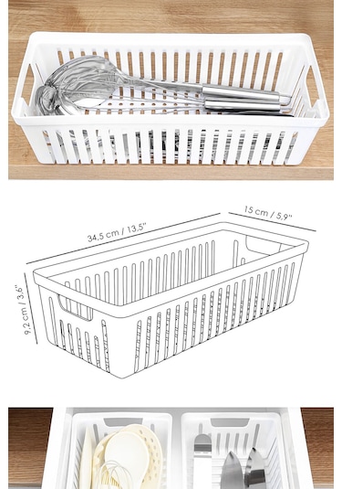 4'lü Modüler Kaşıklık Seti - Mutfak Düzenleyici Çekmece İçi Organizer Bıçaklık Kepçelik Beyaz Beyaz