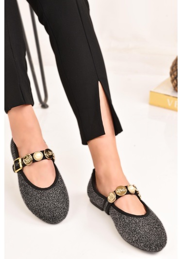 Kadın Günlük Babet Tokalı Ayarlanabilir Hafif Rahat Ayakkabı Füme