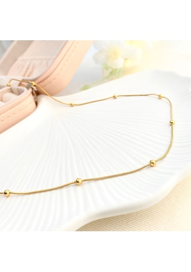 Kolye Dorika Topcuklu Model 316l Paslanmaz Çelik Gold 45+5cm Altın