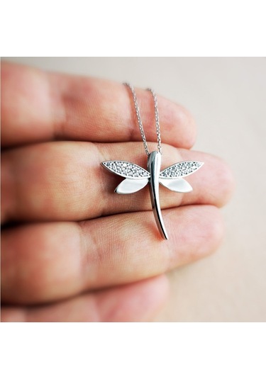 Kanatları Taşlı Gümüş Yusufçuk Kolye G904Kl Altınsepeti