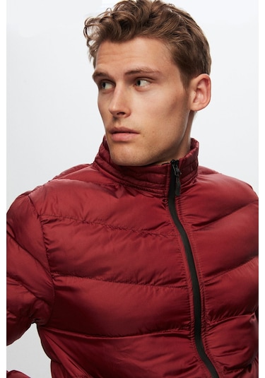 Ds Damat Slim Fit Bordo Rüzgar Geçirmez Elyaf Dolgulu Mont 1HF07ORT01940 Bordo