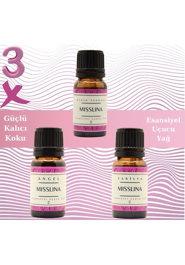 Misslina Angel + Bebek Pudrası + Vanilya Esansiyel Uçucu Yağ 3 x 10 ML