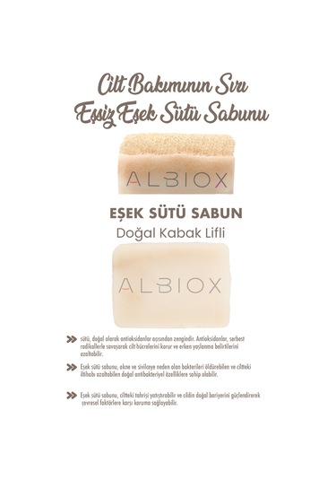 Albiox Doğal Kabak Lifli Eşek Sütü Sabunu 130 G