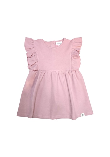 Kolu Fırfırlı Kız Çocuk Elbise Somon