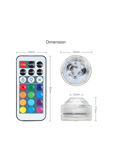 Monyee 10'lu Paket Rgb Led Dalış Lambaları - Ip68 Su Geçirmez - 13 Renkli Kumanda Kontrollü Dekoratif Aydınlatma Diğer