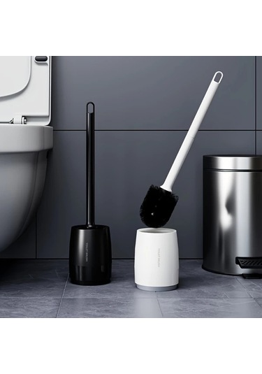 Willowhaven Beyaz Sağlam Plastik Tuvalet Fırçası Yumuşak Kıllı Bağımsız Askılı Dayanıklı beyaz