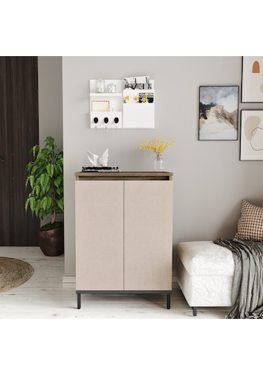 Robin Home Gloria Çok Amaçlı Dolap Ayakkabılık Metal Ayaklı Bej