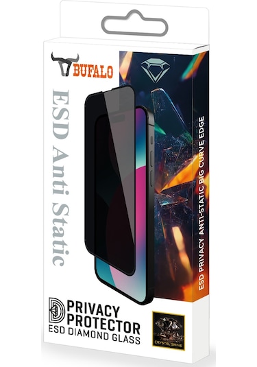 Bufalo iPhone Uyumlu 15 Plus Esd Anti Static Hayalet Privacy Cam Ekran Koruyucu