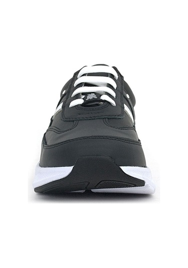 Rakerplus Hakiki Deri Siyah Beyaz Metal Detaylı Bağcıklı Kız Çocuk Spor Ayakkabı Siyah