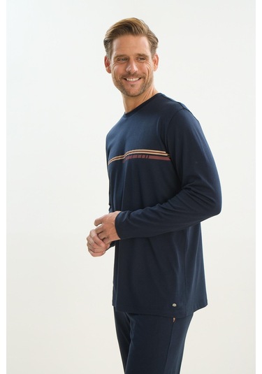 Erkek Uzun Kol Lacivert Pijama Takım C6t3n5o9 001