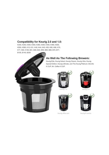 Pazly Keurig 2.0/1.0 Uyumlu K Cup Filtre, 12'li Paket, Siyah, Bpa İçermez, Sürdürülebilir Siyah
