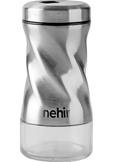 Nehir Burgulu Standlı 2 Parça Paslanmaz Çelik Baharatlık Seti Gri