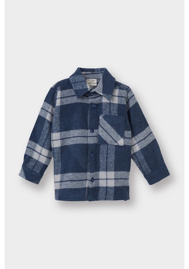 Defacto Erkek Bebek Kareli Flanel Uzun Kollu Gömlek F5126a525auın231 İndigo