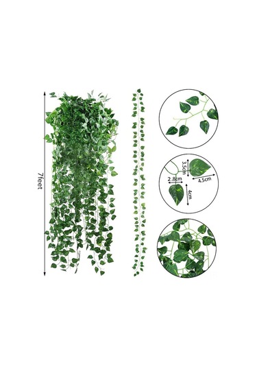 Xindoker 1m Asma Yapay Bitki 2'li Set - Ev Ofis Dekorasyon İçin Dayanıklı Ve Şık Duvar Sarmaşığı Yeşil
