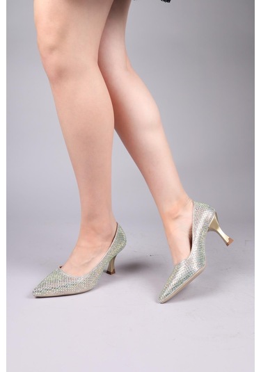 Nowra Taşlı Stiletto Gold-8453 Gold