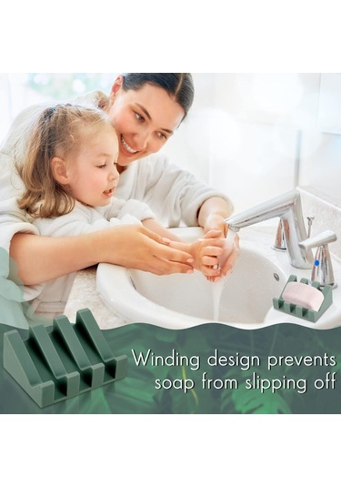 Youmex 2'li Silikon Sabun Tutucu, Otomatik Su Çıkarma Özelliği, Duş Ve Mutfak Uygun, Derin Gri Ve Yeşil Renk Seçenekleri, Sabun Koruyucu Ve Akışlı Tasarım Açık Yeşil - Koyu Gri