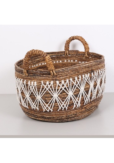 Ürgüp 50x40x35 Cm. Doğal Abaka El Yapımı Oval Sepet Xl Bej