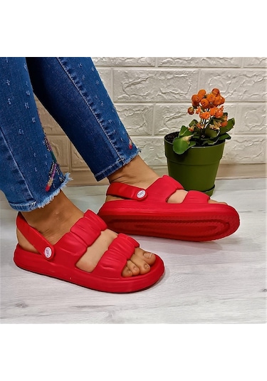 Calx 1260 Kırmızı Hafif Rahat Kadın Terlik & Sandalet 001