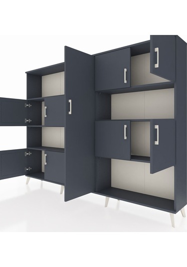 Arges Dolap 10 Raflı 9 Kapaklı 220x30x163 Antrasit-antrasit Antrasit-antrasit