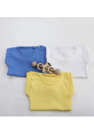 Kız-erkek Unisex 3'lü Paket Bebek Pamuklu Uzun Kollu Basic Cıtcıtli Body-zıbın 001