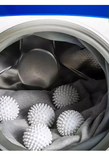 Maiyame 4'lü 5.5 Cm Silikon Çamaşır Makinesi Topları - Yumuşak, Fleksibl Ve Derin Temizleme - 60 C'ye Kadar Uygun Pvc Malzeme Beyaz