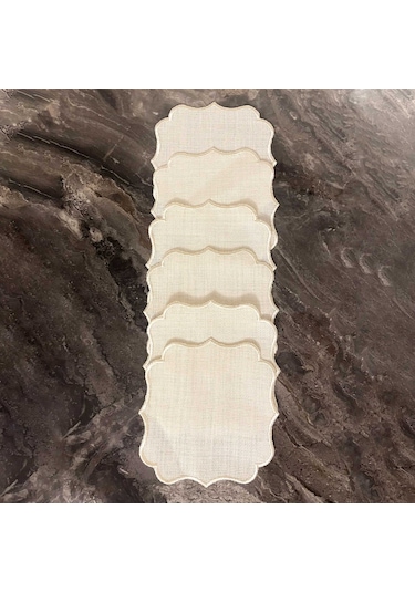 Etamin İşlemelik Kokteyl Peçete 6'lı Bej