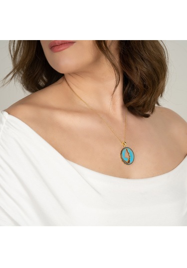 Kayra Mücevher Mineli Kova Burcu Altın Kaplama Kolye