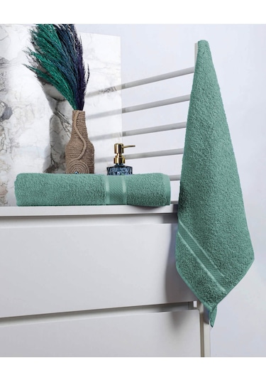 %100 Pamuk 2 Parça Kadın/erkek Banyo Duş Hamam Havlu Seti 90x150 Cm Yeşil