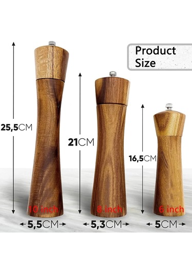 Myinkai Renkli Kutuda 3 Adet Paketlenmiştir Tuz Ve Karabiber Ahşap