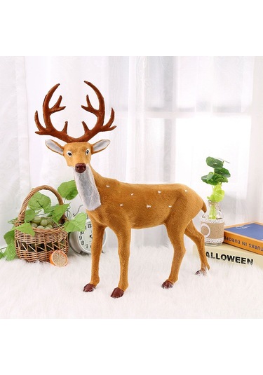 Geeksen Sarı Renkli Mini Geyik Figürü Noel Ağaçları İçin Dekoratif Süs