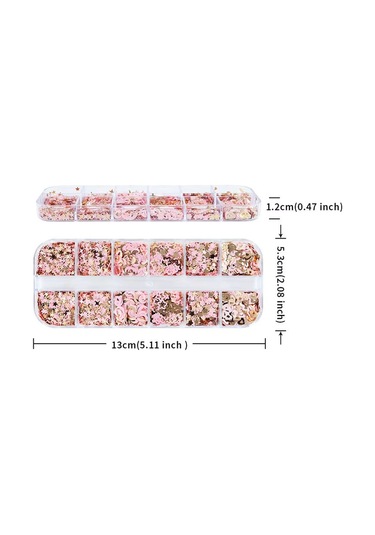 Pembe Ve Gold Tırnak Süsleme Folyo Pulları Karışık Dizayn Ay Yıldız Kalp Nail Art