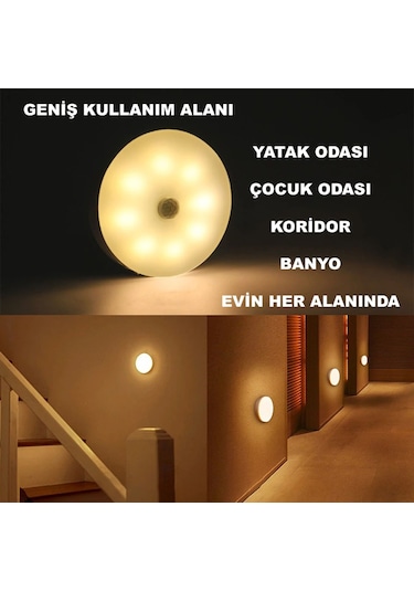 Dailylink Usb Şarjlı Gece Lambası Iki Renkli Pır Hareket Sensörlü