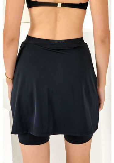 Kadın Havuz Deniz Şort Etek Mayo 4414 Siyah Siyah