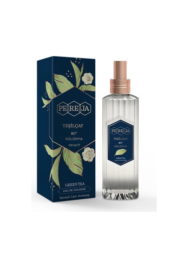 Pereja 80 Derece Yeşil Çay EDC Kolonya Spreyli Cam Şişe 100 ML