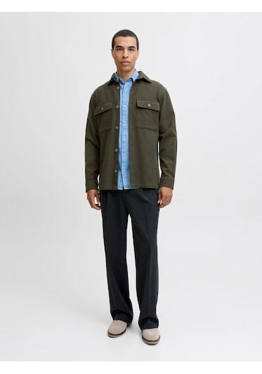 Jack & Jones Jack&jones Jprrayle Melange Solid L/s Erkek Gömlek 12286840 Haki