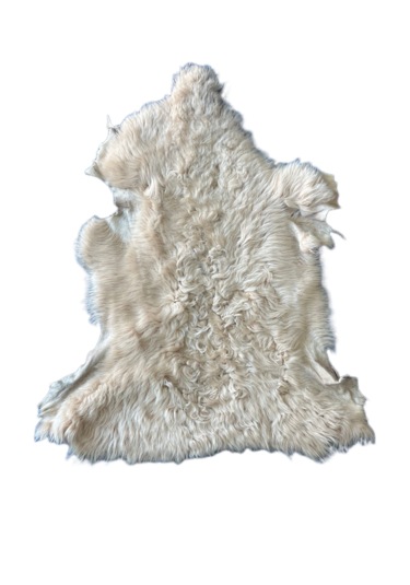 Gerçek Uzun Tüylü Koyun Postu Pudra 70x50 Cm