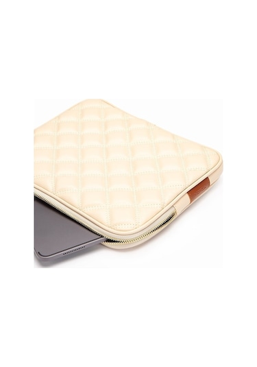 Apple Uyumlu - Unisex iPad  Air iPad  Pro & Matepad & Galaxy Tablet Kılıfı 11" Deri Kapitone -bej
