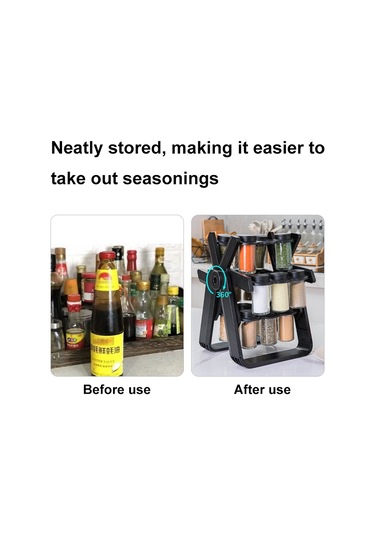 Sones 18'i 1 Arada Dönen Dönme Dolap Mutfak Sos Şişesi Tutucu Seti Siyah