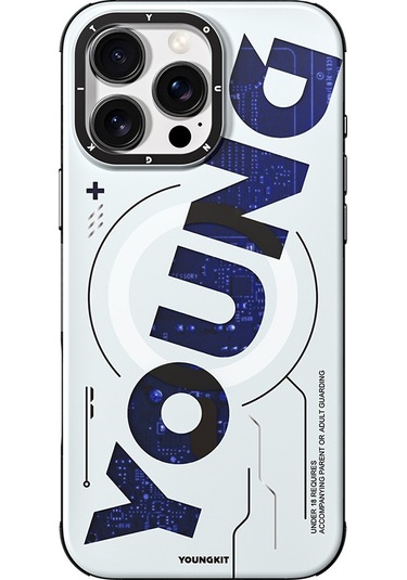 İphone Uyumlu 16 Pro Max Kılıf Magsafe Şarj Özellikli Airbagli Çift Katmanlı Youngkit Future Serisi Mavi