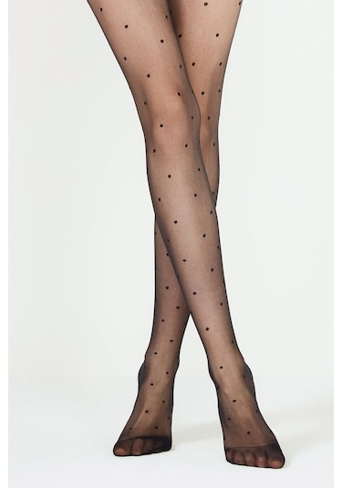 Penti Trendy Stil Puantiyeli Külotlu Çorap Siyah