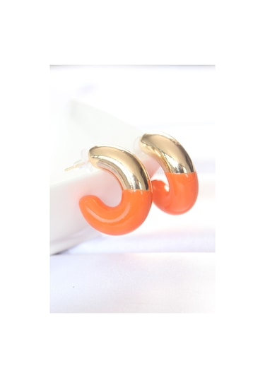 Ezoconcept Ccb Turuncu Gold Çift Renk Küpe Çok Renkli