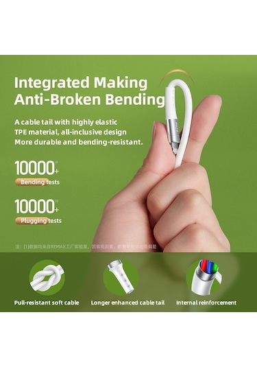 Remax Rc-198a Zincirleme Iı Serisi 5a Usb Usb-c / Tip-c Hızlı Şarj Veri Kablosu, Kablo Uzunluğu: 1m Beyaz